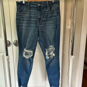 American Eagle Outfitters Ripped Medium Blue Skinny Jeans